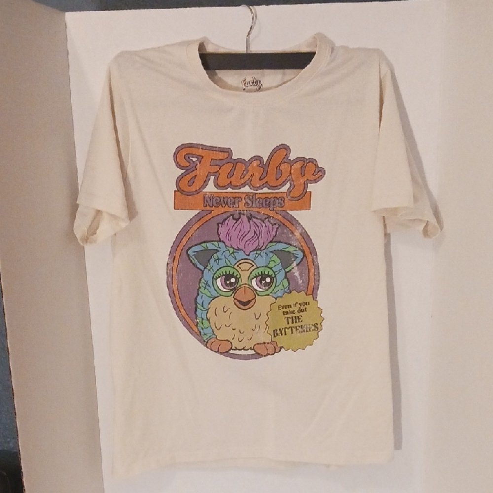Cream Retro Graphic Furby Short Sleeve Tee Y2K